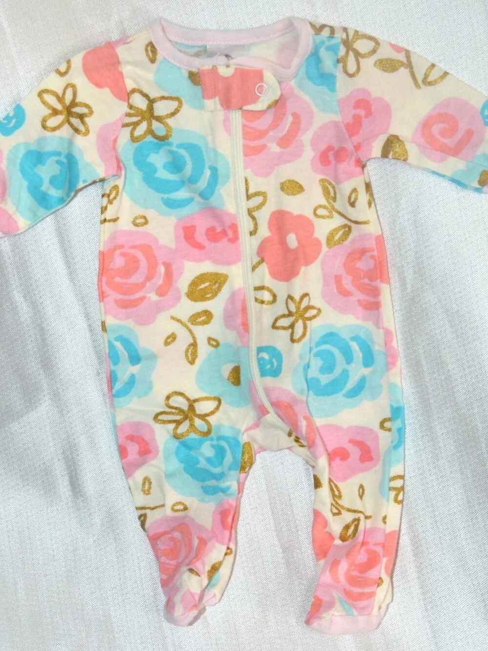 Gerber Floral Baby Footed Sleeper Pajamas, Size 0–3M